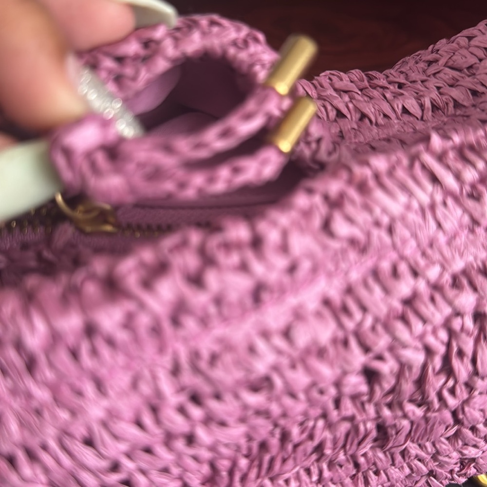NWT ZARA Fuchsia Woven Clutch w/Chain Strap💕 - Picture 8 of 9